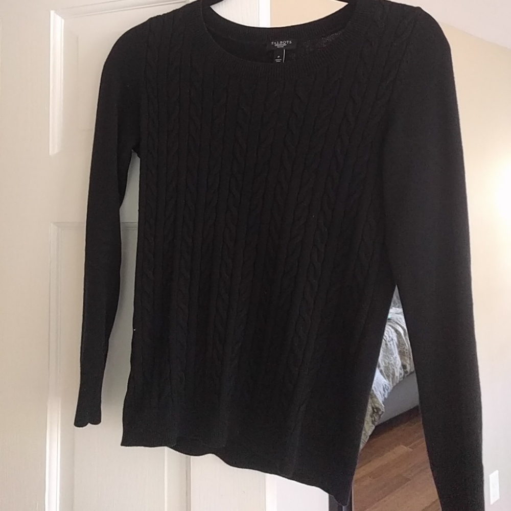 Black cable cord wool sweater